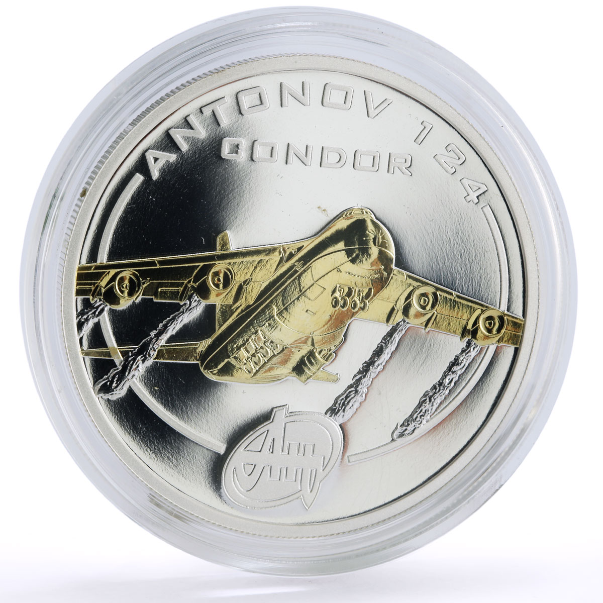 Cook Islands 1 $ Antonov Ukraine Planes AN-124 Condor gilded silver coin 2008