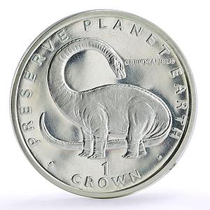 Gibraltar 1 crown Preserve Planet Earth Cetiosaurus Dinosaur silver coin 1993