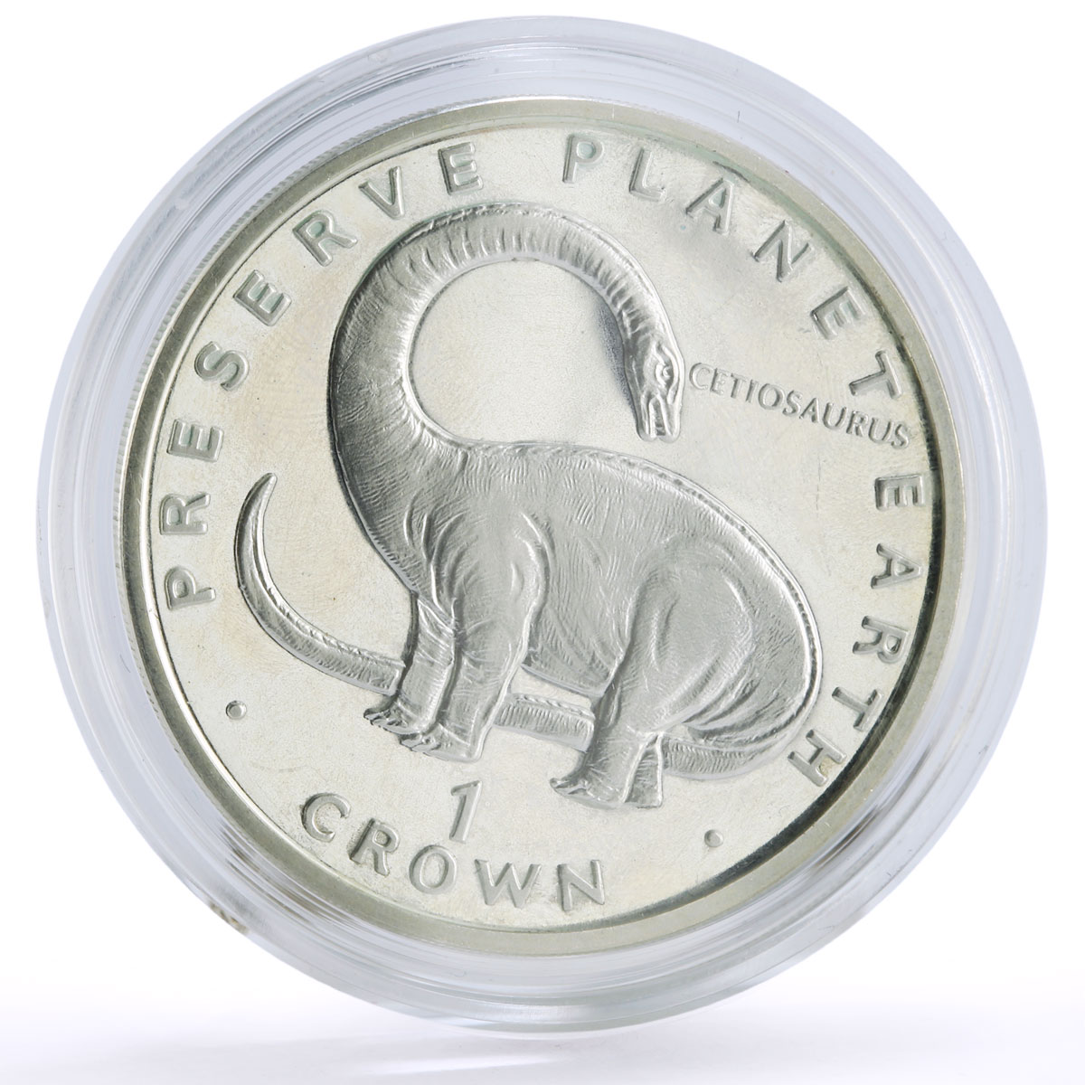 Gibraltar 1 crown Preserve Planet Earth Cetiosaurus Dinosaur silver coin 1993