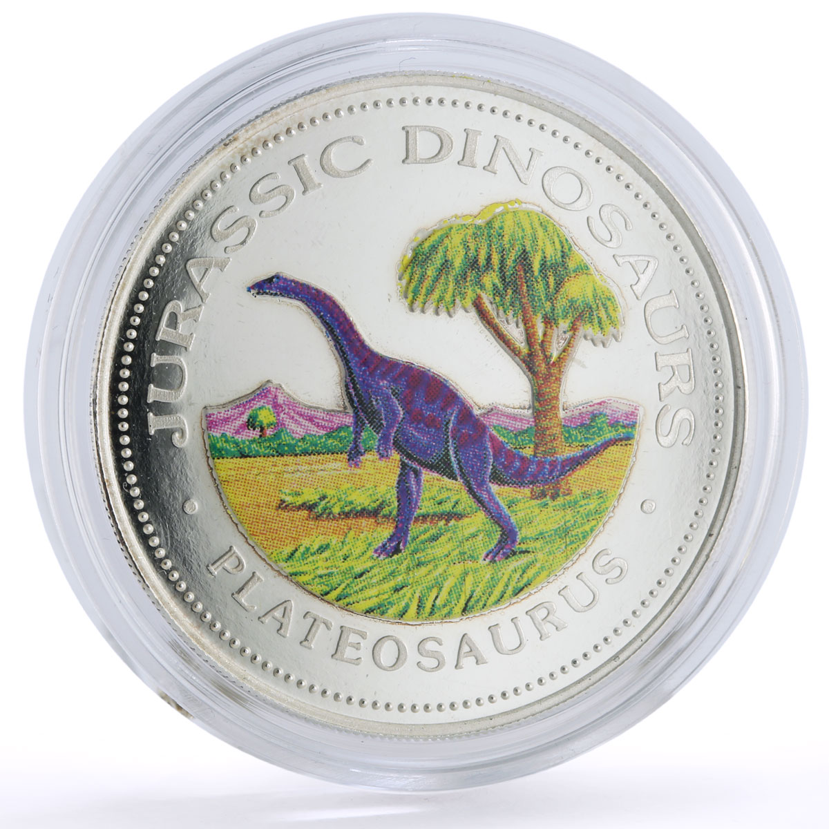 Equatorial Guinea 7000 francos Jurassic Dinosaurs Plateosaurus silver coin 1993