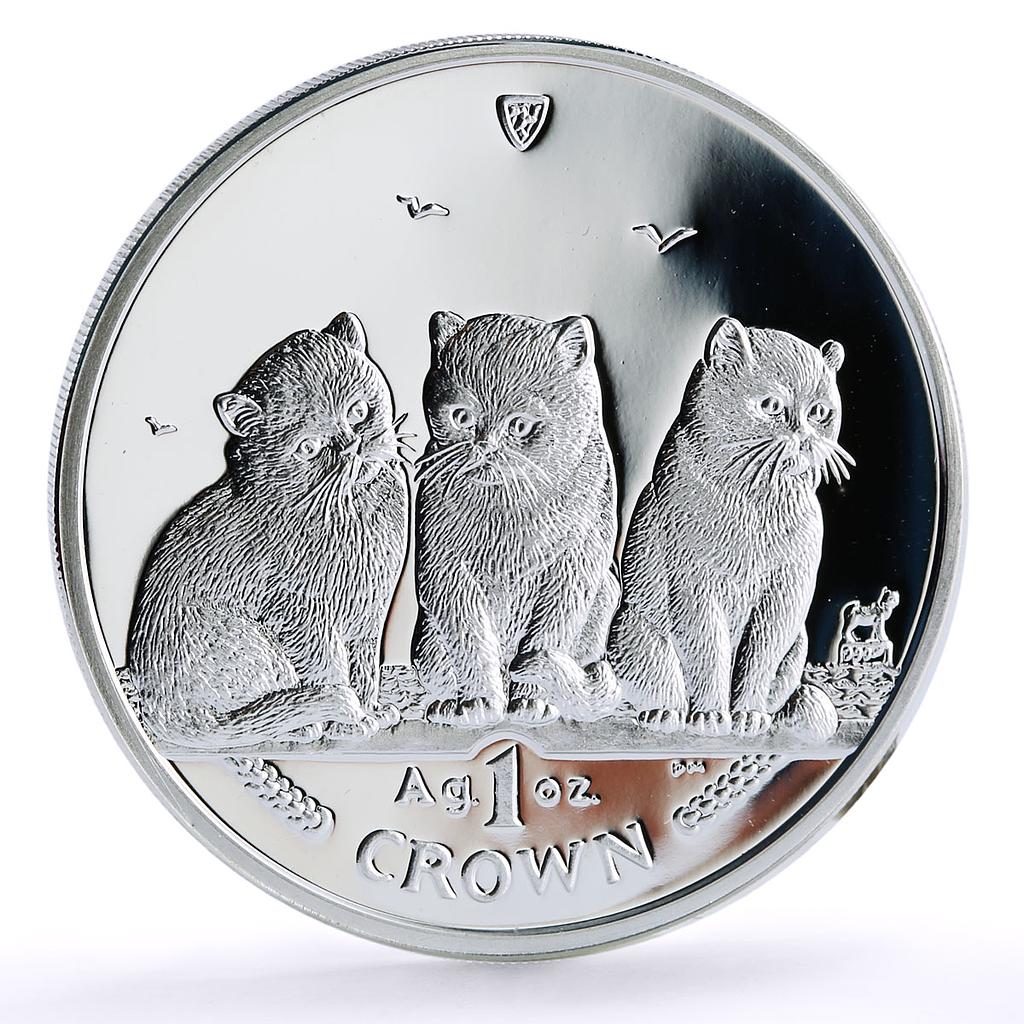 Isle of Man 1 crown Home Pets Shorthair Cat Kitten Animals proof Ag coin 2006