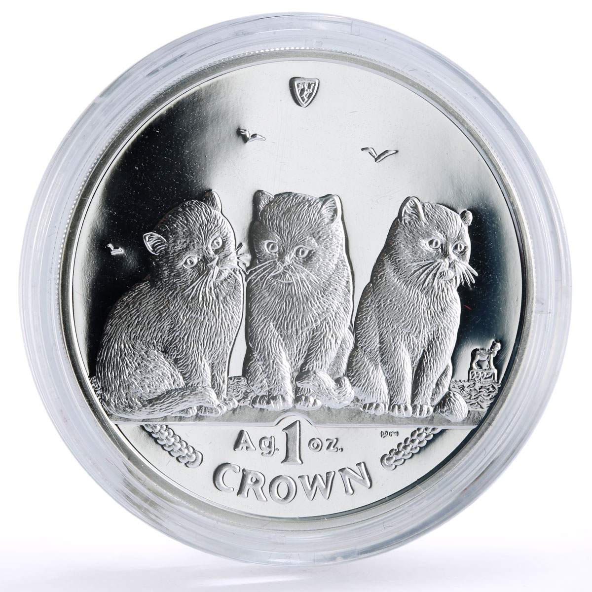 Isle of Man 1 crown Home Pets Shorthair Cat Kitten Animals proof Ag coin 2006