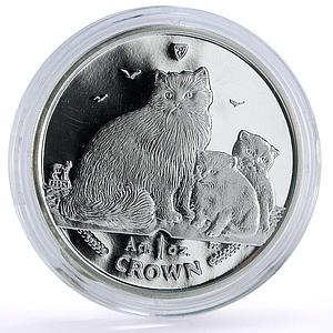 Isle of Man 1 crown Home Pets Ragdoll Cat Kitten Animals proof silver coin 2007