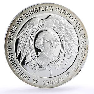 Isle of Man 1 crown George Washington Inauguration Politics silver coin 1989