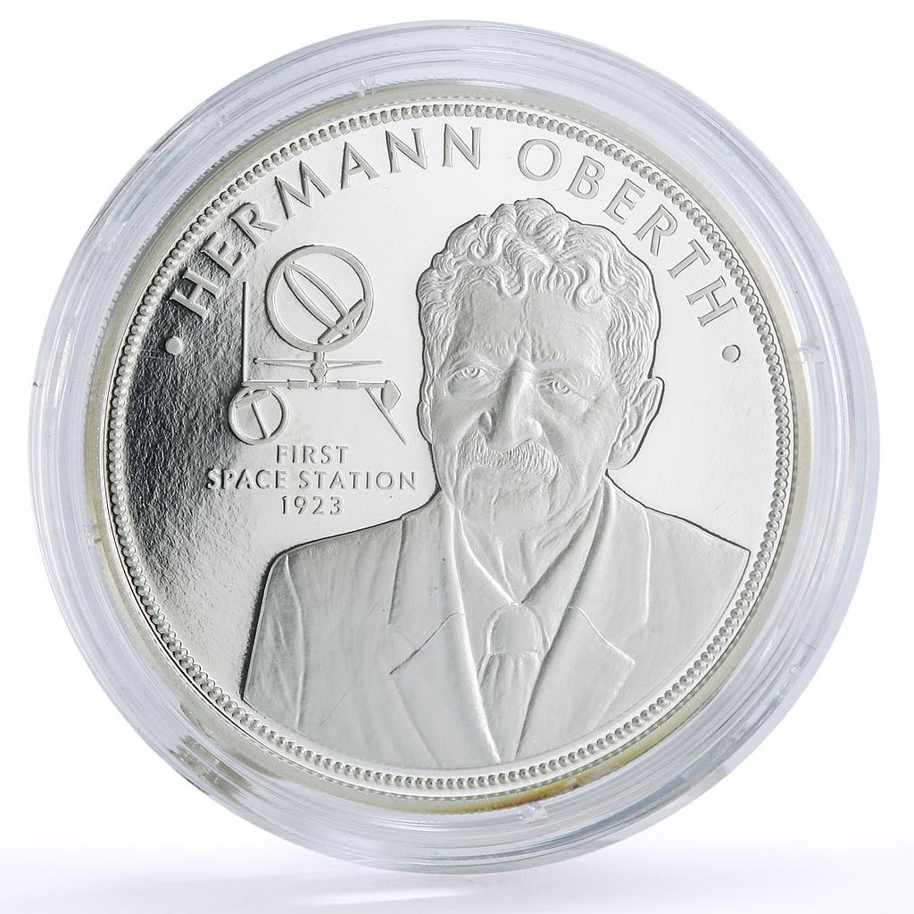 Somalia 250 shillings 1st Space Station Hermann Oberth proof silver coin 2006