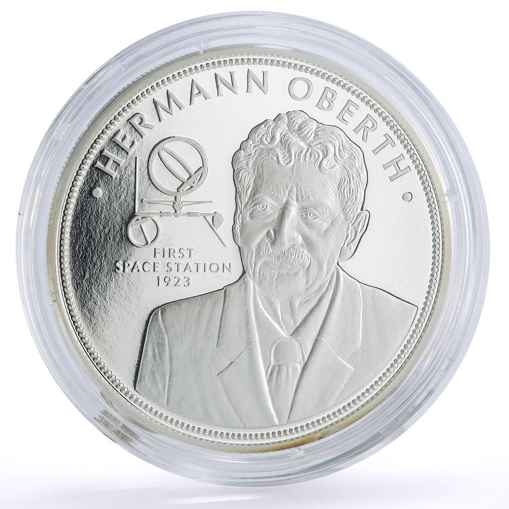 Somalia 250 shillings 1st Space Station Hermann Oberth proof silver coin 2006