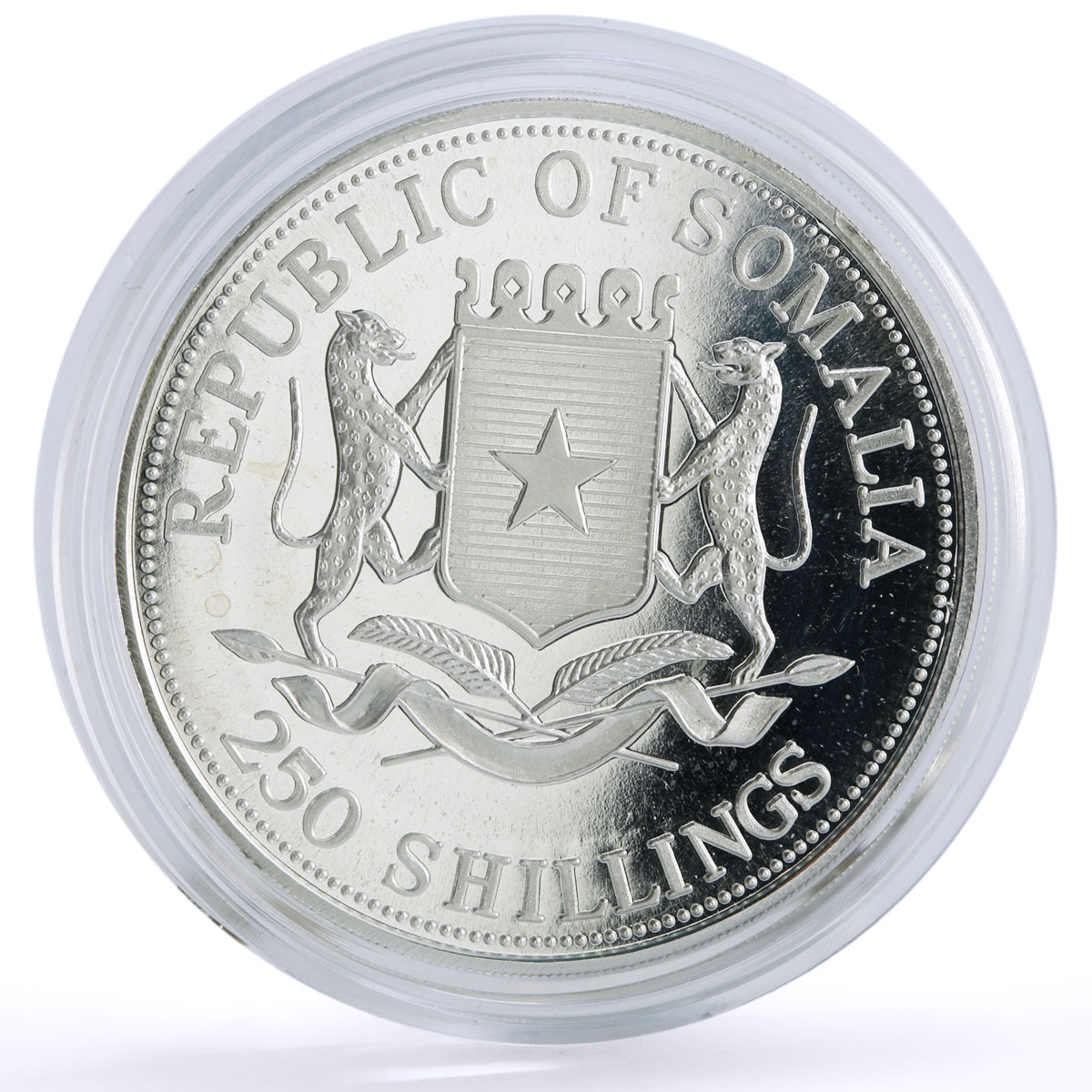 Somalia 250 shillings Conservation Wildlife Spurfowl Bird Fauna silver coin 1998
