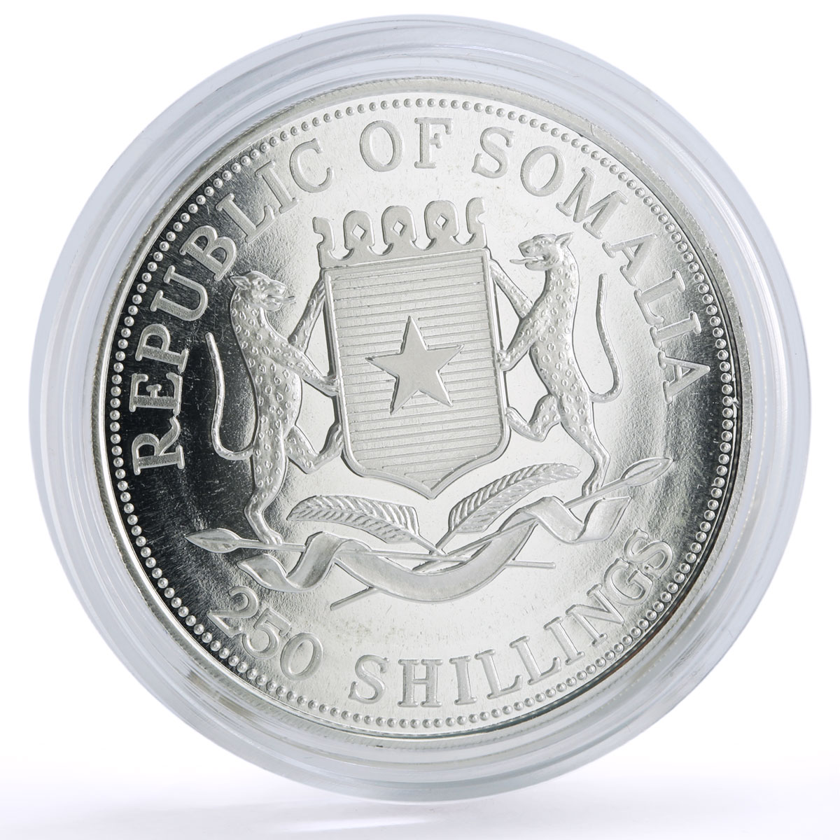 Somalia 250 shillings Conservation Wildlife Sunbird Bird Fauna silver coin 1998