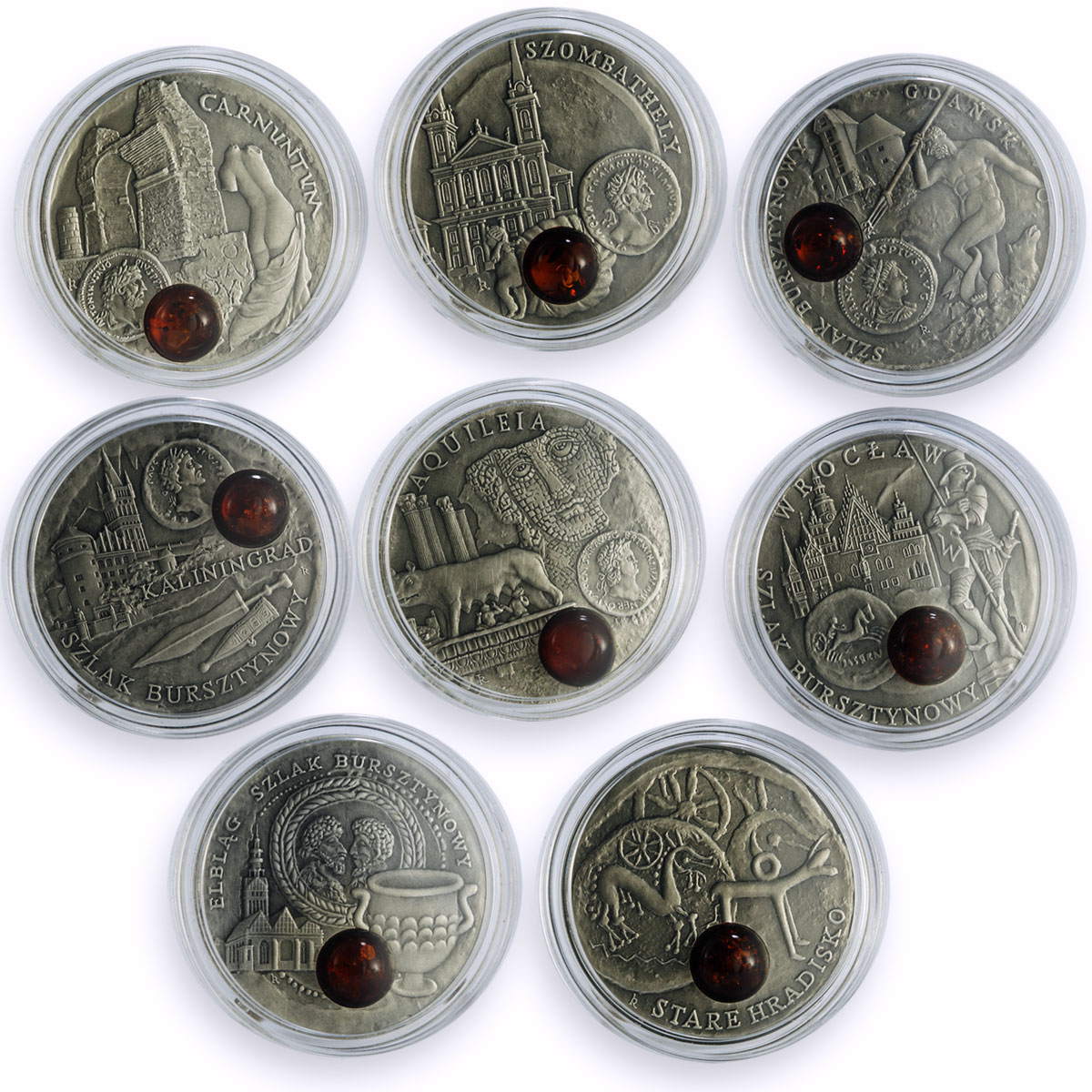 Niue set of 8 coins Amber Routes Middle Ages Cities silver coins 2008 - 2011