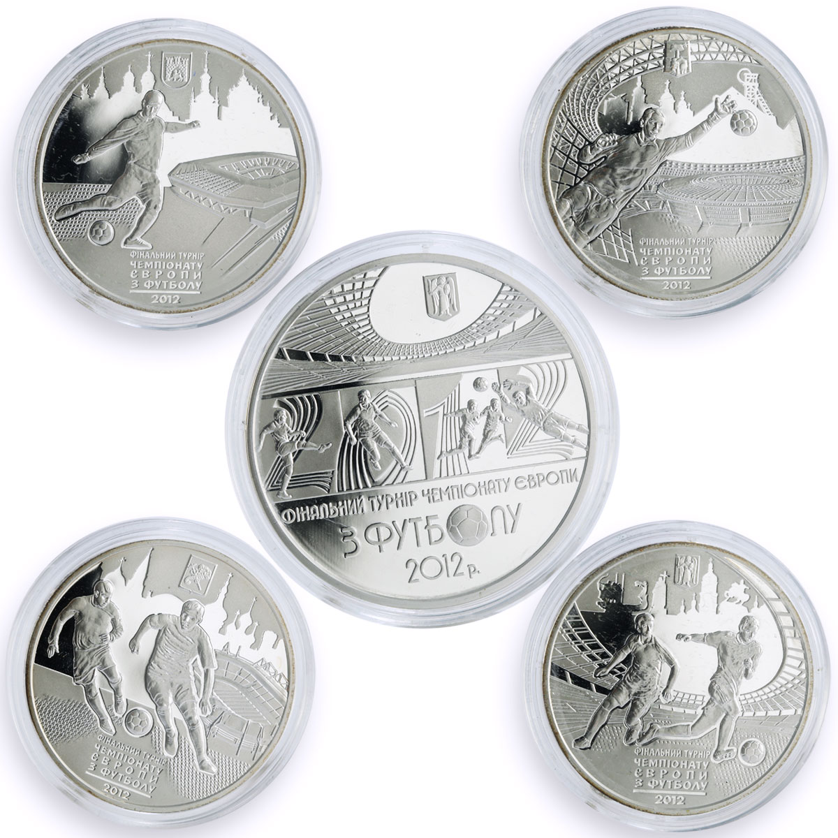 Ukraine set of 5 coins UEFA EURO 2012 Football Cup proof silver coins 2012