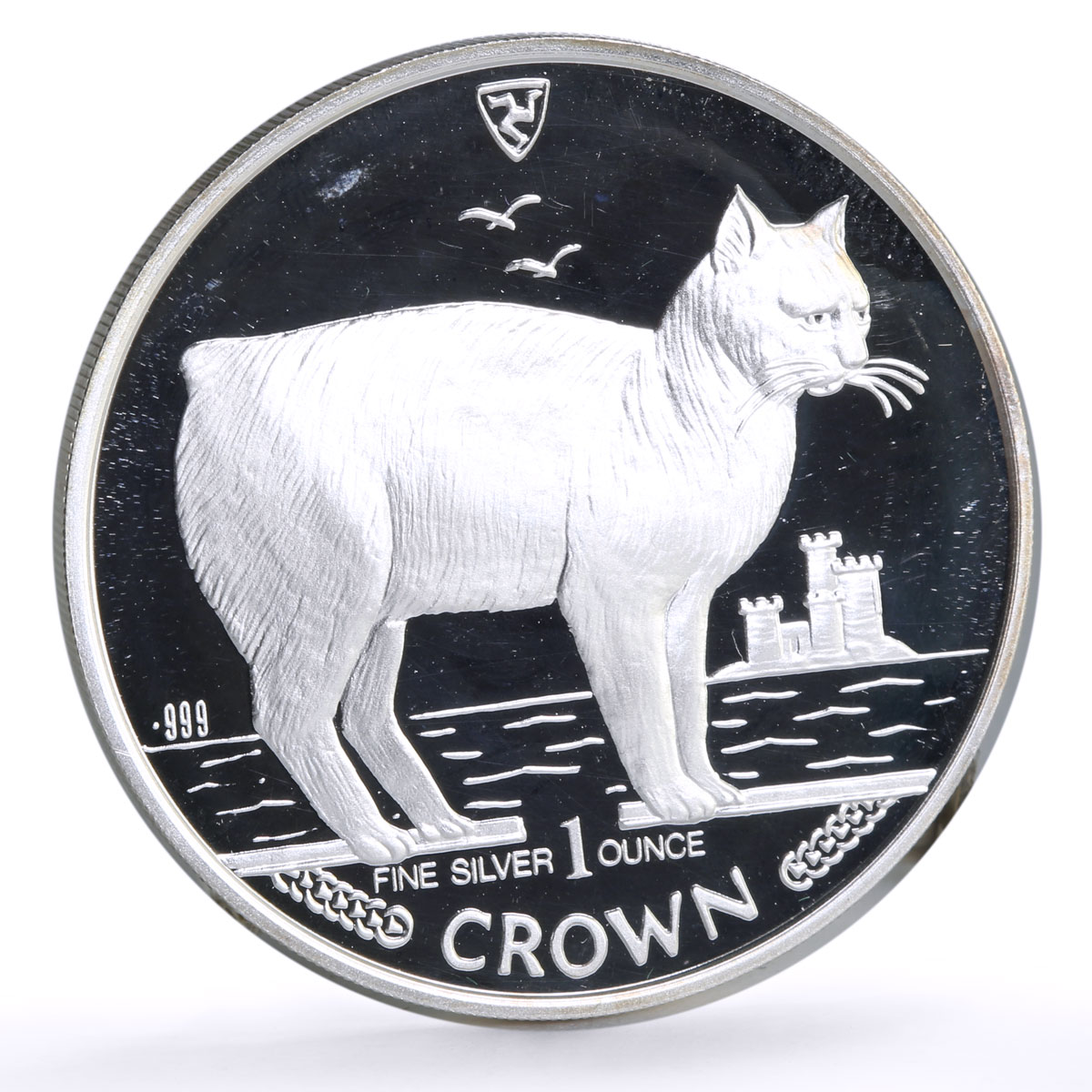 Isle of Man 1 crown Home Pets Manx Cat Animals proof silver coin 1988