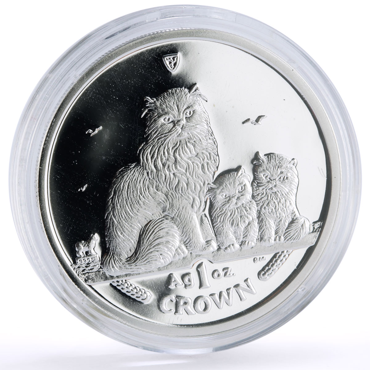 Isle of Man 1 crown Home Pets Himalayan Cat Kitten Animals proof Ag coin 2005
