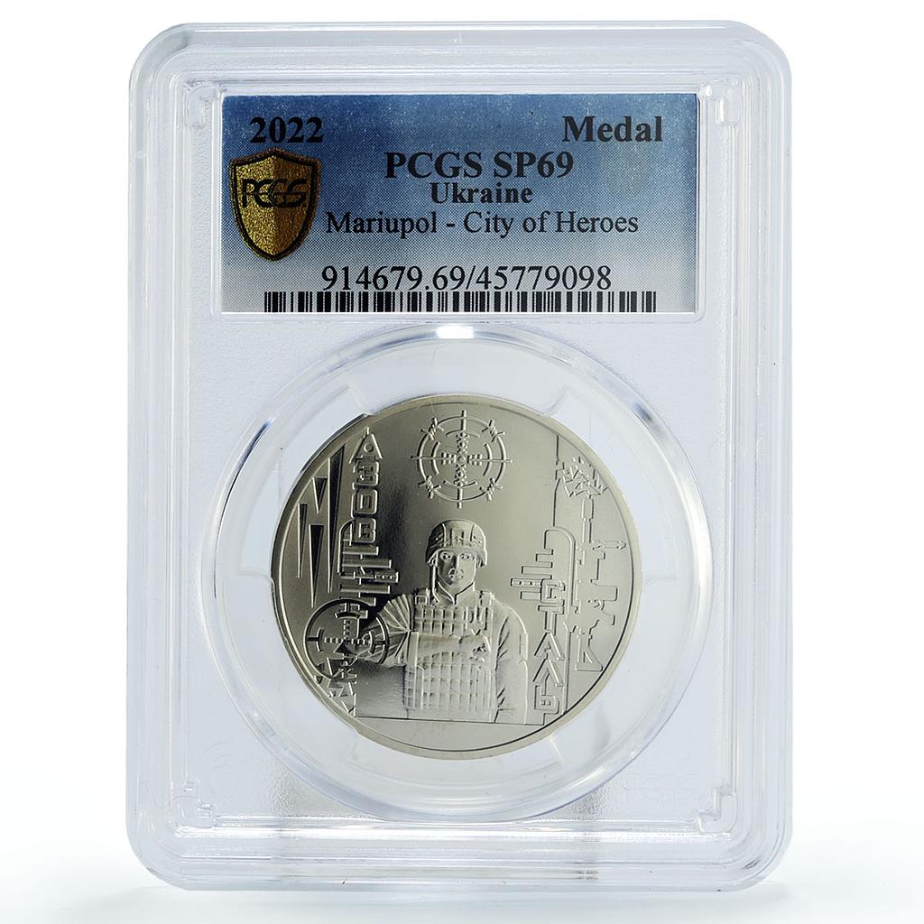 Ukraine City of Heroes Mariupol Azovstal Siege Soldier SP69 PCGS Ni medal 2022