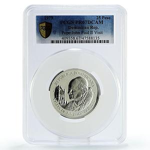 Dominican Rep. 25 pesos Pope John Paul II Visit Politics PR67 PCGS Ag coin 1979