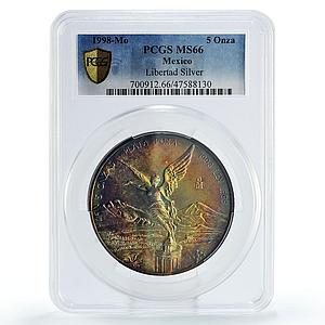 Mexico 5 oz Libertad Angel of Independence MS66 PCGS silver coin 1998