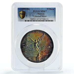 Mexico 5 oz Libertad Angel of Independence MS67 PCGS silver coin 1997