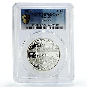 Slovakia 10 euro First Steamer Ship on Danube River PR70 PCGS silver coin 2018