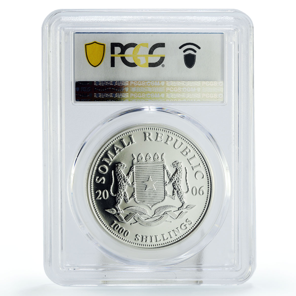 Somalia 1000 shillings African Wildlife Elephant MS70 PCGS silver coin 2006