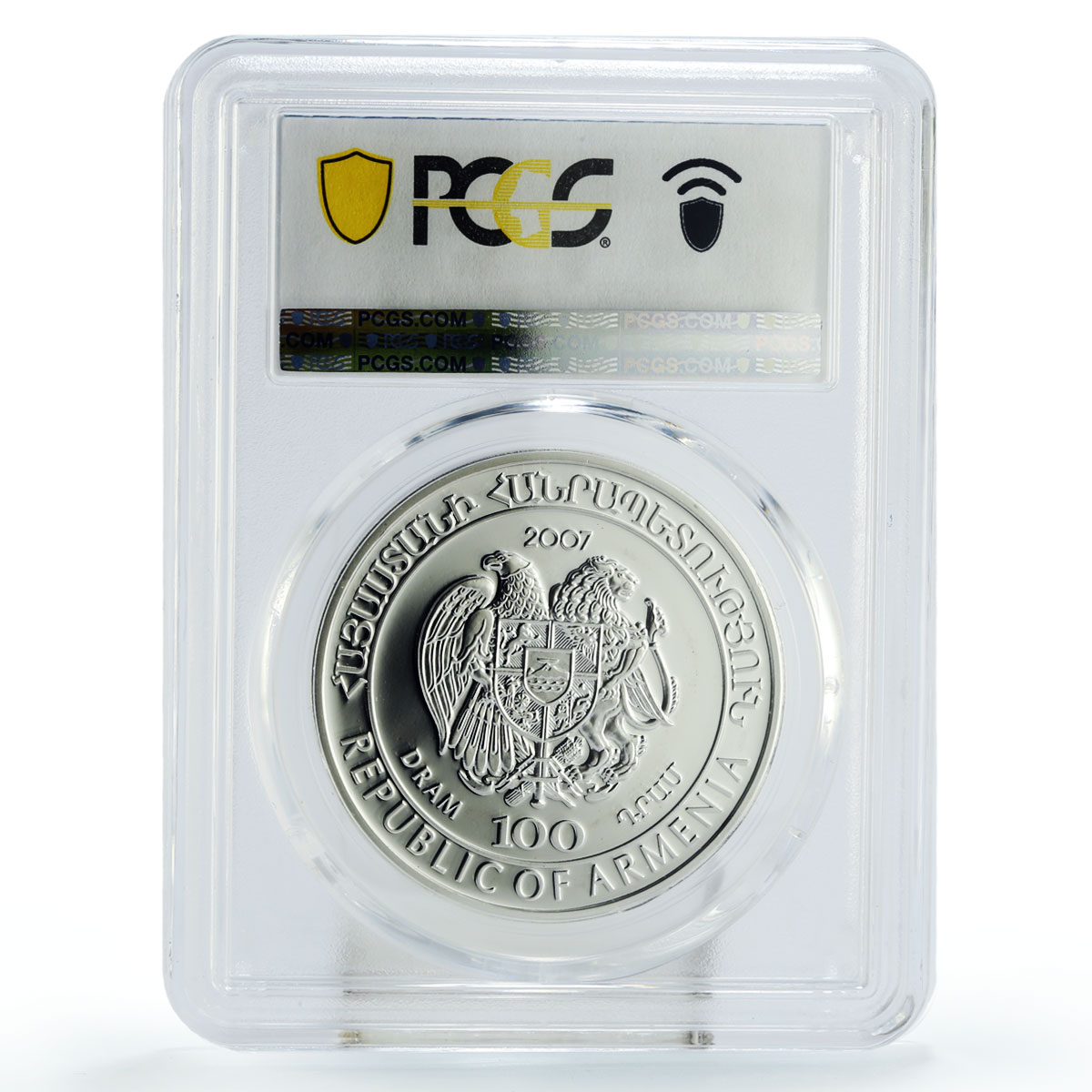 Armenia 100 dram Conservation Red Book Duck Bird Fauna PR66 PCGS Ag coin 2007