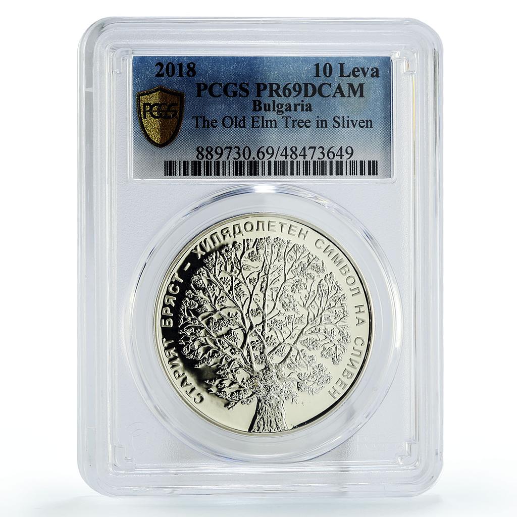 Bulgaria 10 leva Sliven Old Elm Tree Symbol PR69 PCGS silver coin 2018