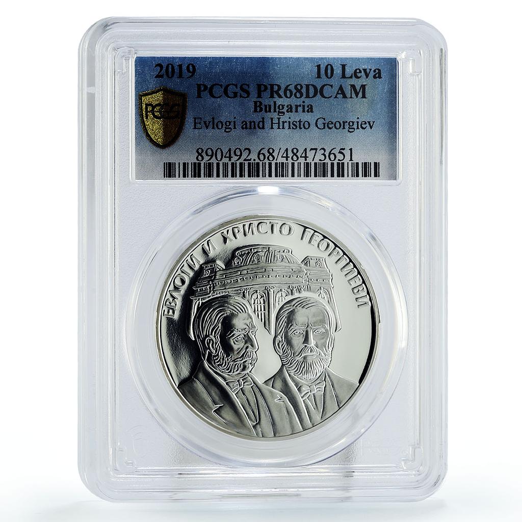 Bulgaria 10 leva Evlogi and Hristo Georgiev Politics PR68 PCGS silver coin 2019