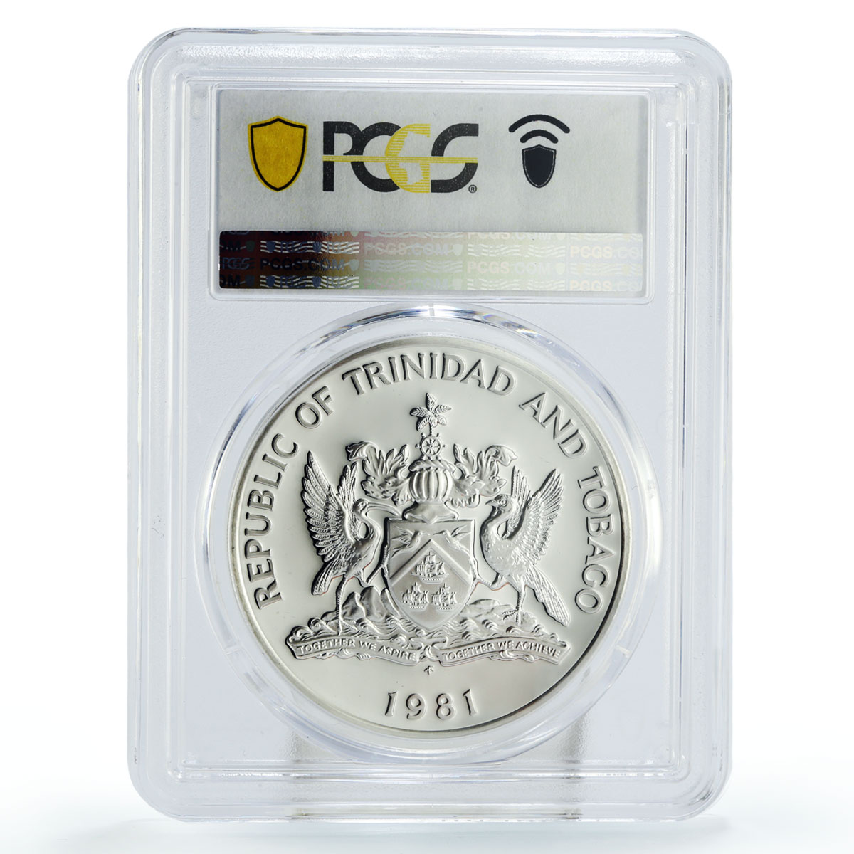 Trinidad and Tobago 10 $ Republic Independence Ship PR69 PCGS silver coin 1981