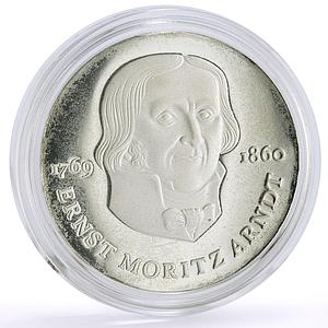 Germany DDR 20 mark Writer Ernst Moritz Arndt Literature proof silver coin 1985