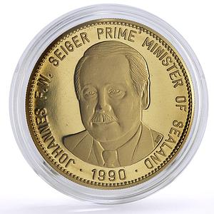 Sealand 100 dollars Johannes Seiger Politics Rebel Issue TRIAL copper coin 1990