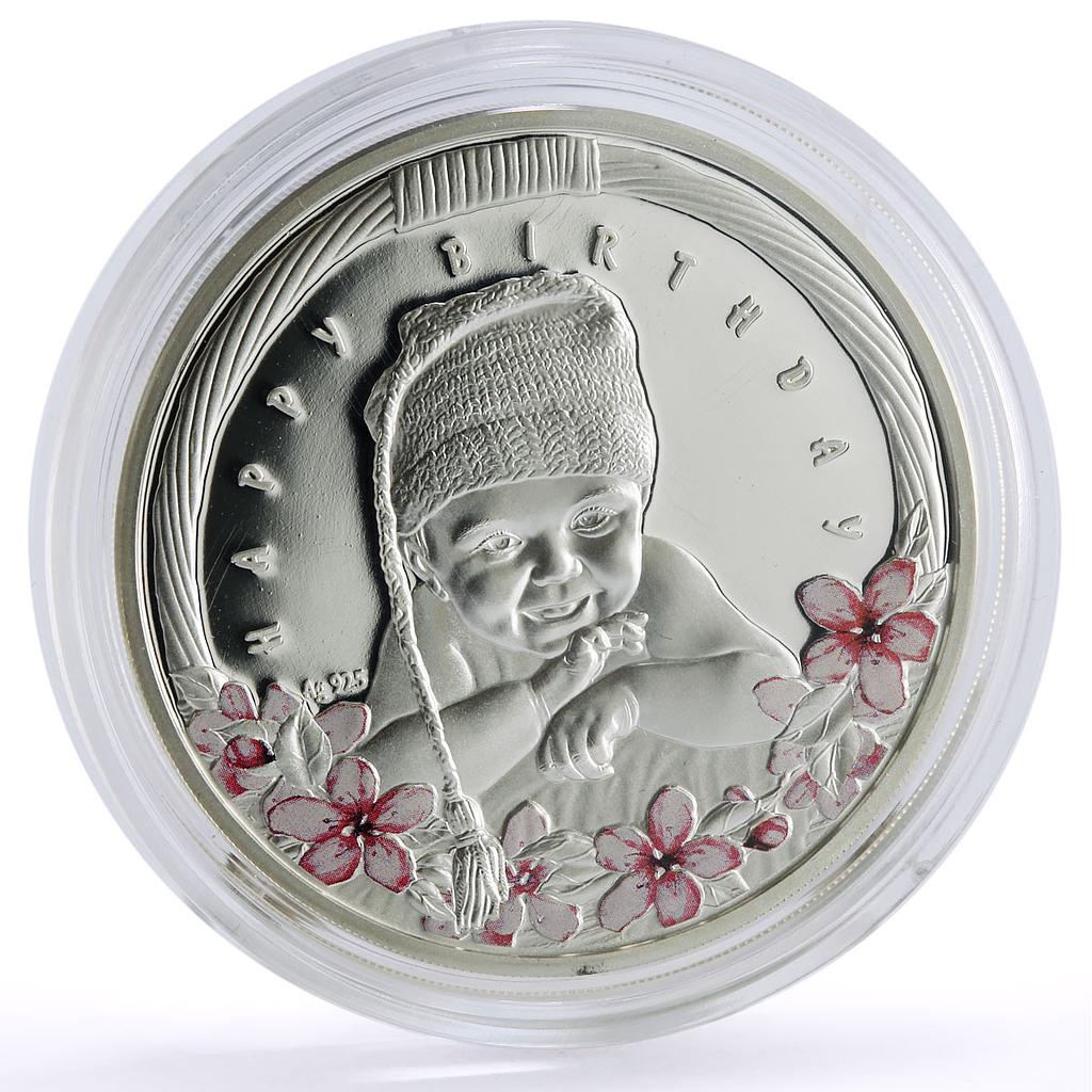 Macedonia 100 denars Happy Birthday Baby Child Flowers Gift silver coin 2019