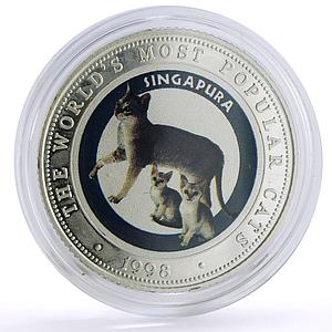 Somalia 250 shillings Home Pets Singapura Cat Kitties Animals silver coin 1998