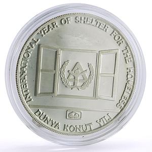 Turkey 10000 lira International Year Shelter for the Homeless silver coin 1987