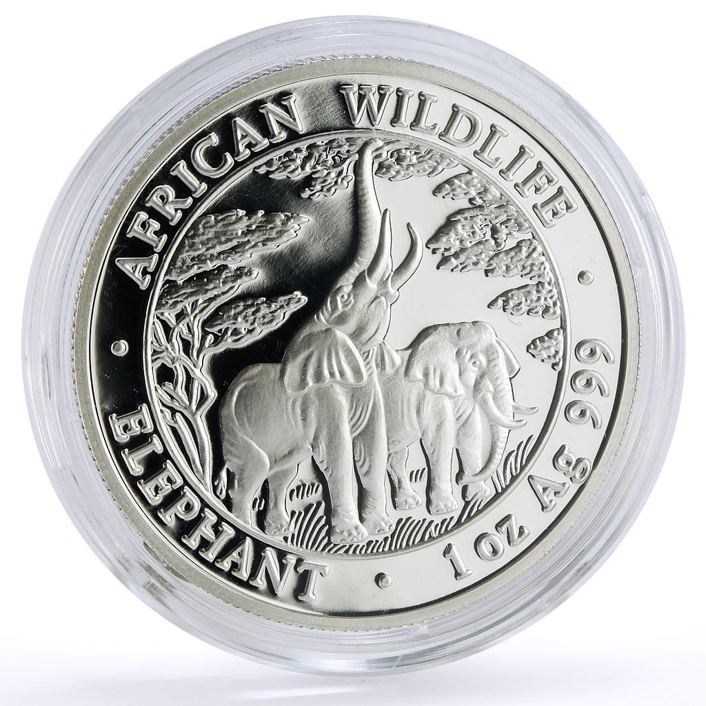 Zambia 5000 kwacha African Wildlife Elephants Fauna proof silver coin 2003