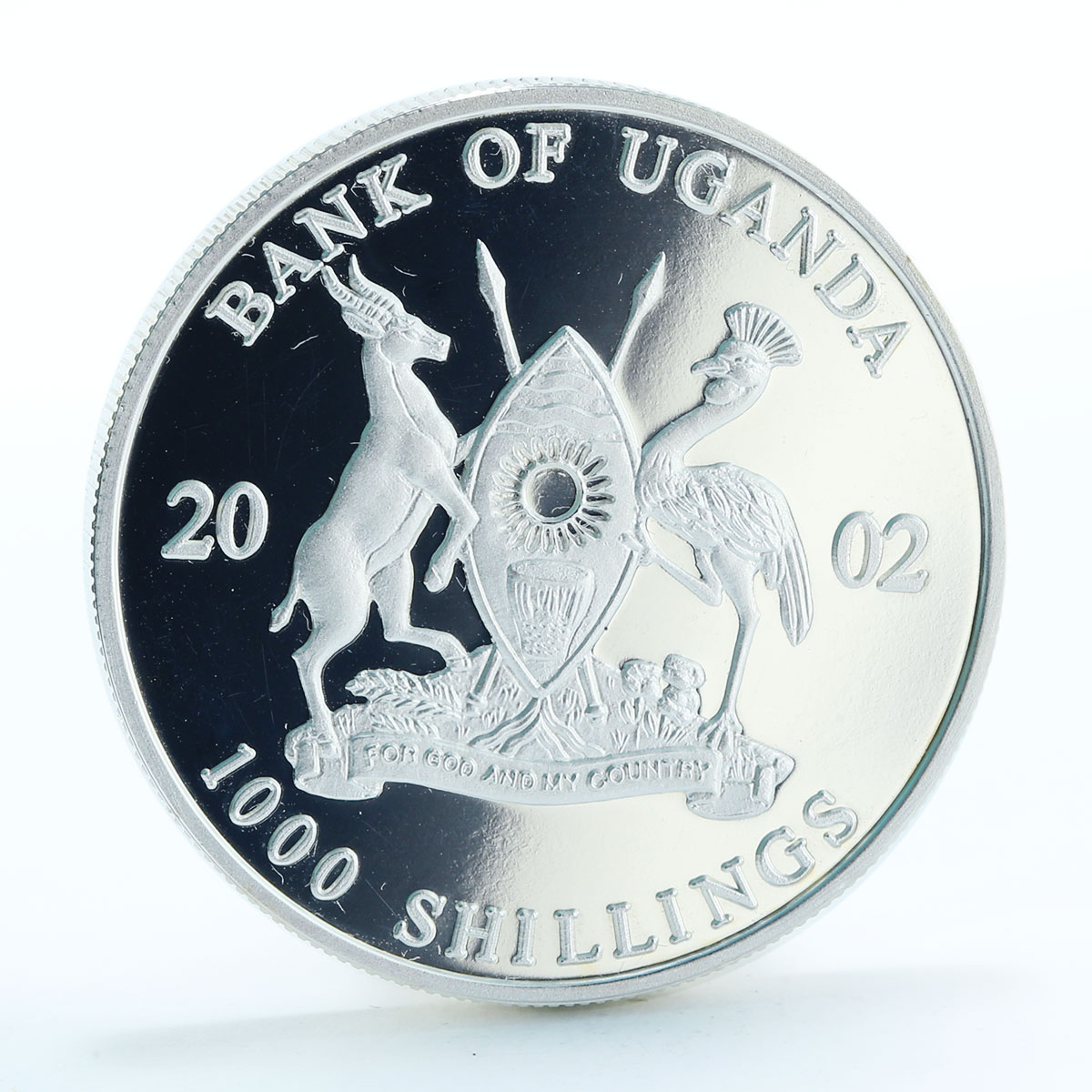 Uganda 1000 shillings World of Football proof silver coin 2002