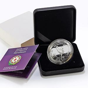 Azerbaijan 5 manat Baku First European Games Gymnastics proof silver coin 2015