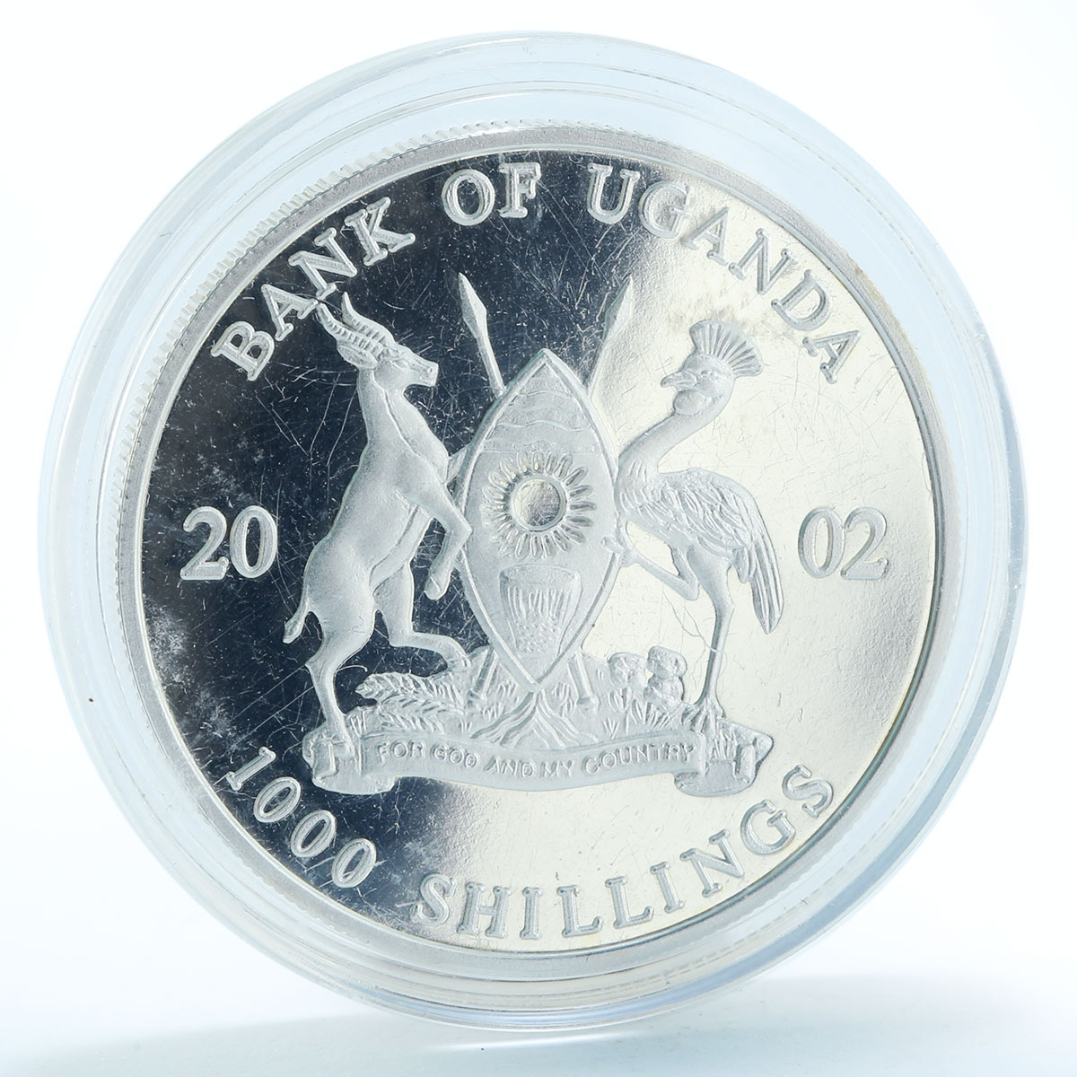 Uganda 1000 shillings World of Football proof silver coin 2002