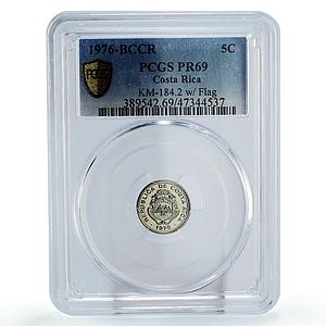 Costa Rica 5 centimos State Coinage Coat of Arms PR69 PCGS CuNi coin 1976