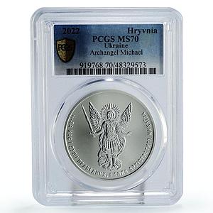 Ukraine 1 hryvnia Archangel Michael Archistratus MS70 PCGS silver coin 2022