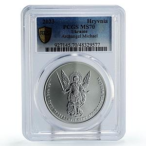 Ukraine 1 hryvnia Archangel Michael Archistratus MS70 PCGS silver coin 2023