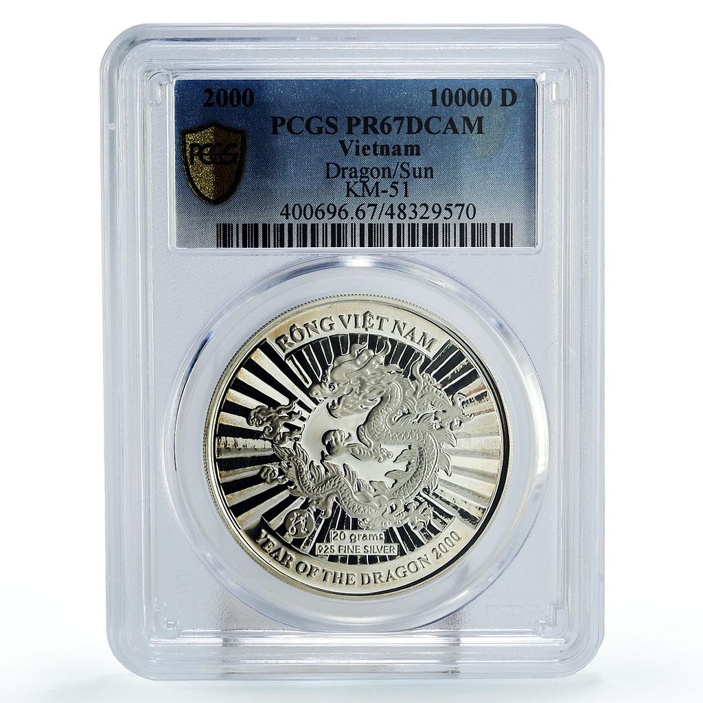 Vietnam 10000 dong Lunar Calendar Year of the Dragon PR67 PCGS silver coin 2000