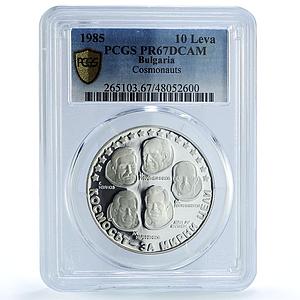 Bulgaria 10 leva Intercosmos Cosmonauts Space Galaxy PR67 PCGS silver coin 1985