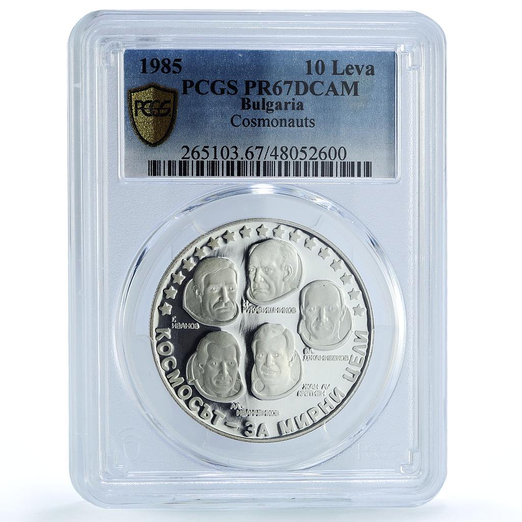 Bulgaria 10 leva Intercosmos Cosmonauts Space Galaxy PR67 PCGS silver coin 1985 Bulgaria 10 leva Intercosmos Cosmonauts Space Galaxy PR67 PCGS silver coin 1985