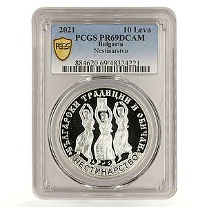Bulgaria 10 leva Customs Traditions Nestinarstvo PR69 PCGS silver coin 2021