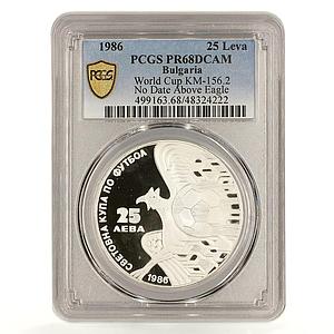 Bulgaria 25 leva Football World Cup KM-156.2 No Date PR68 PCGS silver coin 1986