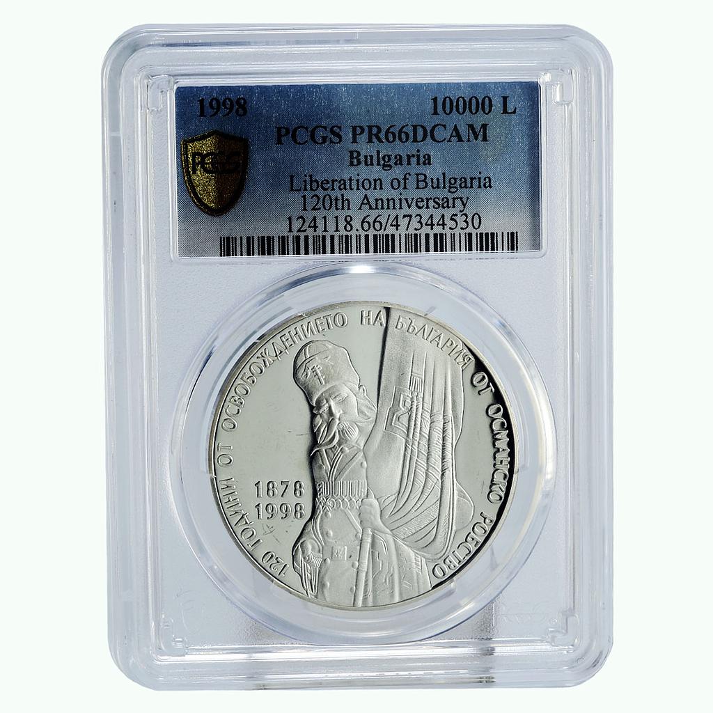 Bulgaria 10000 leva 120 Years of Liberation PR66 PCGS silver coin 1998