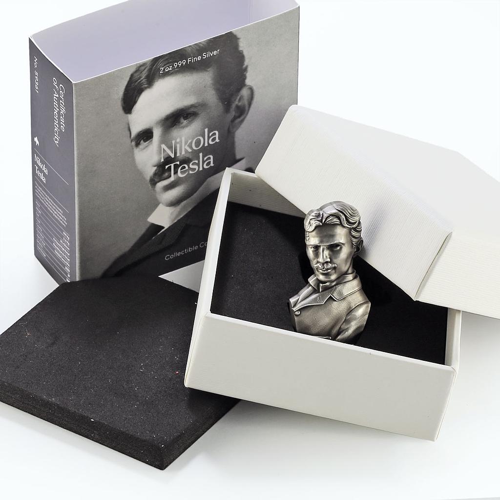 Chad 10000 francs Inventor Nikola Tesla Science silver coin 2023