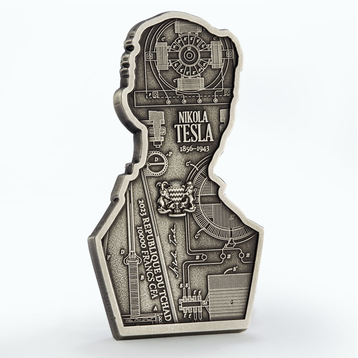 Chad 10000 francs Inventor Nikola Tesla Science silver coin 2023