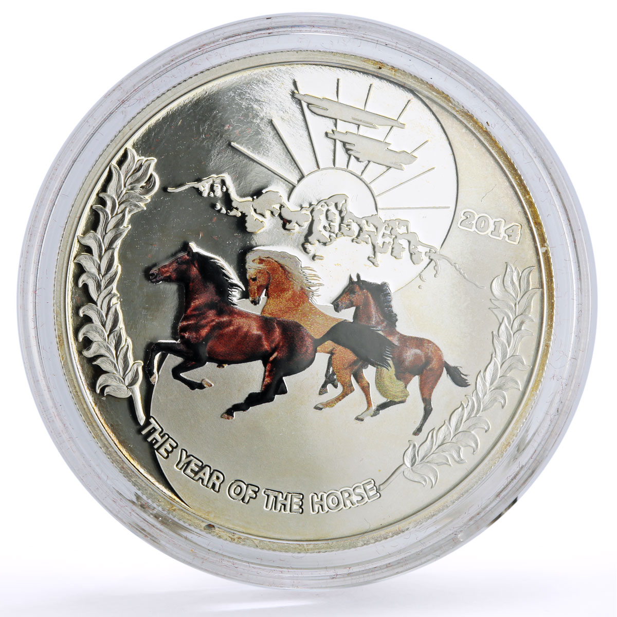 Tokelau 1 $ Lunar Calendar Year of the Horse Ying Yang Horses silver coin 2014