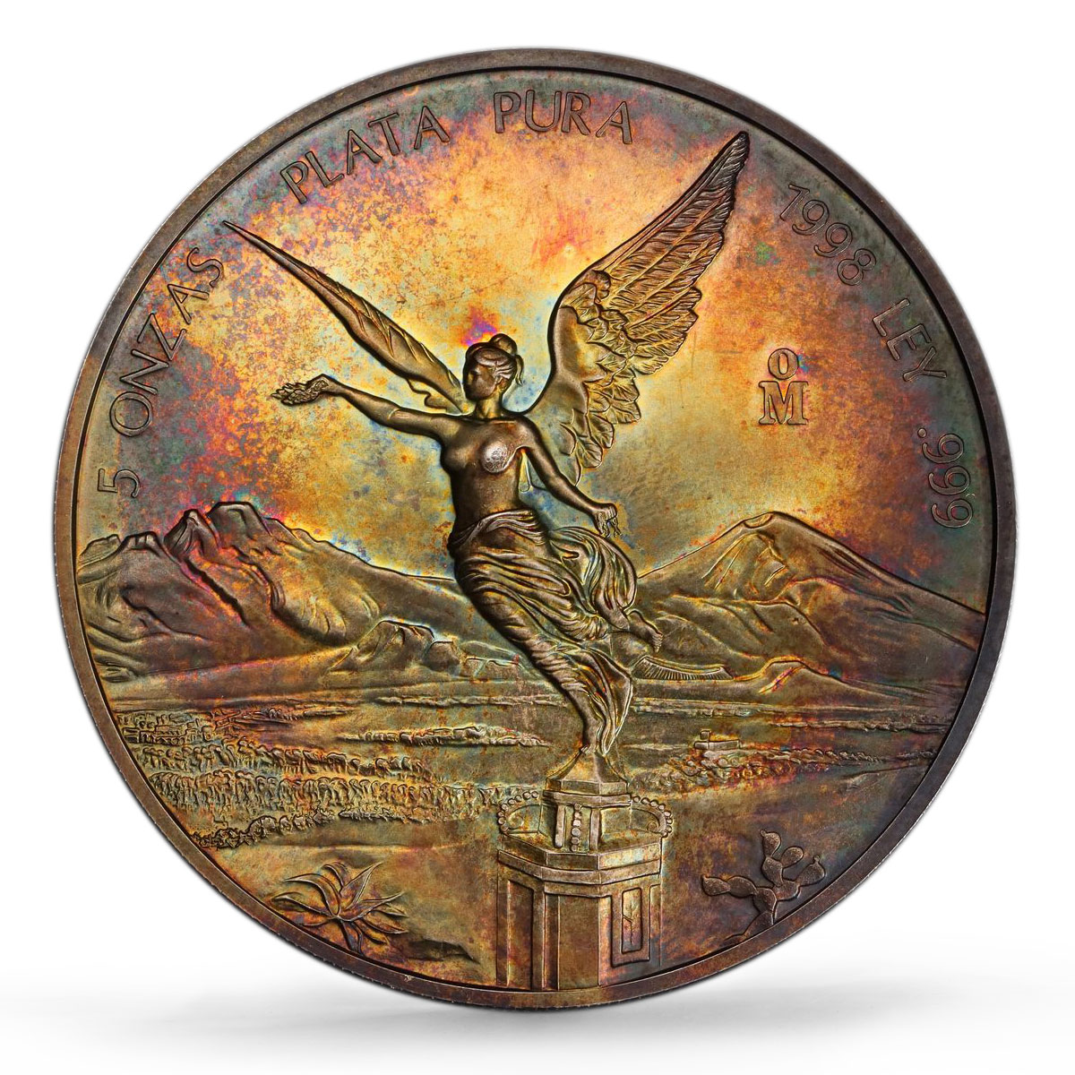 Mexico 5 oz Libertad Angel of Independence MS66 PCGS silver coin 1998
