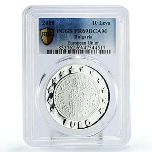 Bulgaria 10 leva Acceptance in the European Union PR69 PCGS silver coin 2000