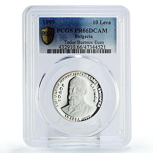 Bulgaria 10 leva Council of Ministers Todor Burmov PR66 PCGS silver coin 1999